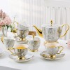 Afternoon Tea Set Marble Pattern 15-Piece Ceramic Bone China Teaware Coffee Cup and Saucer Set