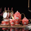 Bone China Coffee and Tea Set with Enamel Cup and Saucer Vintage Model Royal Pattern, 15-Piece