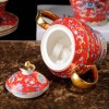 Bone China Coffee and Tea Set with Enamel Cup and Saucer Vintage Model Royal Pattern, 15-Piece