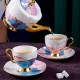 Designer Bone China Tea Set with Kettle and Coffee Cup Set Heraeus Gold Gilded - 15 - 16 Pieces