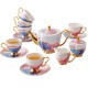 Designer Bone China Tea Set with Kettle and Coffee Cup Set Heraeus Gold Gilded - 15 - 16 Pieces