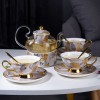 Elegant Bone China Tea Set with Glass Teapot, Infuser, Warmer, Coffee Cups, and Saucer - 10 Pieces