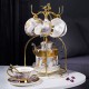 Elegant Bone China Tea Set with Glass Teapot, Infuser, Warmer, Coffee Cups, and Saucer - 10 Pieces