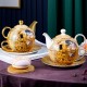 Japanese Art Teapot Set: Bone China Golden Coffee Cup with Saucer Tea Set Combination