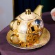 ジャパニーズアートティーポットセット：ボーンチャイナゴールデンコーヒーカップとソーサーティーセットの組み合わせ