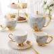 Luxury Bone China Coffee Set Ceramic Tea Set with Tray Heraeus Gold Gilded Set of 16