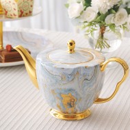 高級ボーンチャイナコーヒーセット セラミックティーセット トレイ付き ヘレウスゴールド金メッキ 16個セット