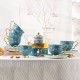 Elegant Bone China Tea Set with Glass Teapot and Ceramic Infuser, Candle Holder, Cups, and Saucers - 15 Pieces