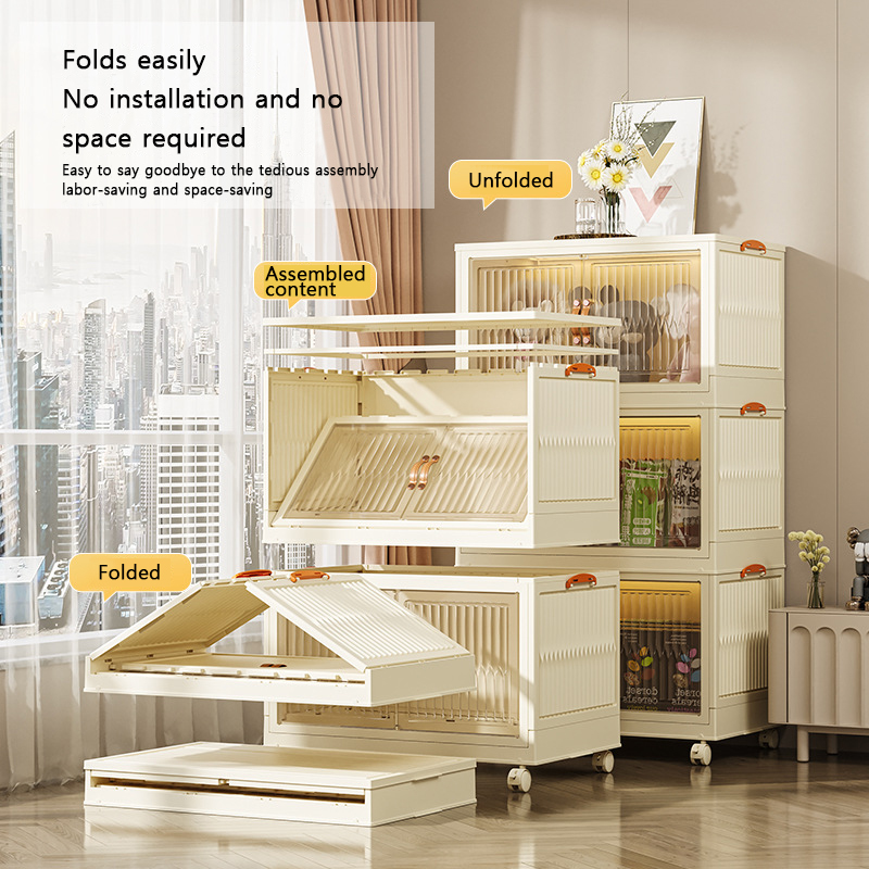 Foldable Locker - Multi-layer Storage Cabinet with Transparent Magnetic Panels