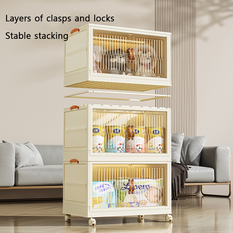 Foldable Locker - Multi-layer Storage Cabinet with Transparent Magnetic Panels