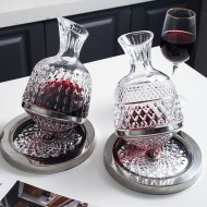 タンブラーデキャンタ 蓋付き クリスタルガラス ステンレススチール回転ベース