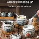 Flavorful Harmony Ceramic Seasoning Jars - Set of 2 (600ml each) with Lids and Spoons
