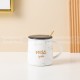 Nordic English Words Marbled Ceramic Mug Coffee Cup with Lid and Spoon