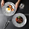 Minimalist Elegance: Ceramic Black Line Pasta & Steak Plate Set of 2 (8" and 10")