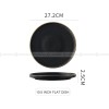 Ceramic Round Plate With Golden Edge Frosted Black Plates Flat Plates