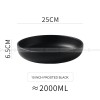 Ceramic Round Serving Bowl Wide Shallow Bowl Black Matte Bowl