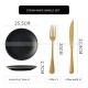 Ceramic Round Plate With Golden Edge Frosted Black Plates Flat Plates