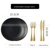 Ceramic Round Plate With Golden Edge Frosted Black Plates Flat Plates