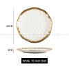 Elegant Ceramic Dinner Plates with Electroplated Gold Rim - Set of 2 (8" and 10")