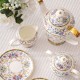 Bone China Coffee and Tea Set with Enamel Cup and Saucer Vintage Model Royal Pattern, 15-Piece