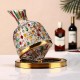 Gyro Decanter with Painted Diamond Colored Wine Glass Wine Deck Set Engraved Glass