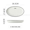 White Ceramic Tableware Irregular Shape Dinnerware Black Rim Plate