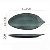 Japanese Ceramic Dinner Plate Leaf-shaped Glazed Kiln Change Plate