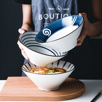 Sophisticated Hat-Shaped Ceramic Bowls Set - 7''/8'' - Japanese Inspired Sophisticated Hat-Shaped Ceramic Bowls Set - 7''/8'' - Japanese Inspired