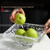 Engraved Crystal Glass Fruit Plate Square Fruit Bowl Fruit Bucket