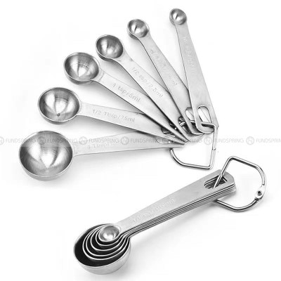 Baking Scale Measure Spoon Stainless Steel Round Measuring Spoon 6 Pcs Baking Scale Measure Spoon Stainless Steel Round Measuring Spoon 6 Pcs
