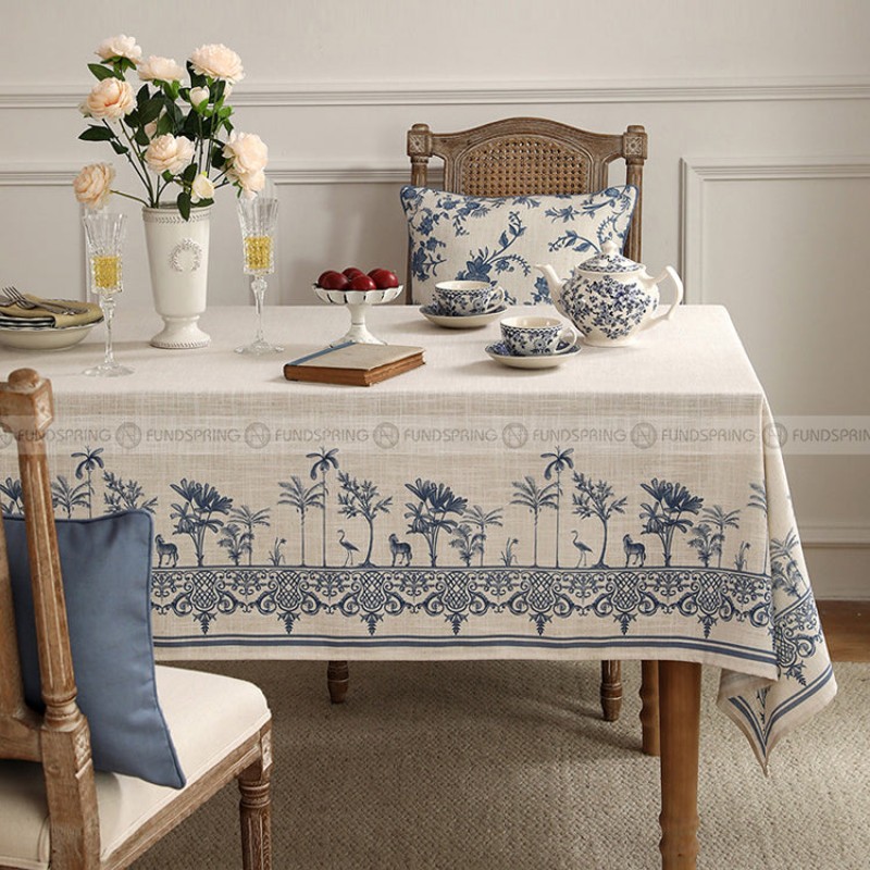 Kasha Tablecloth Luxury Table Cloth Simple Spun Line Table Cover Khaki