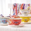 Traditional Chinese Enamel Tea Cup with Saucer Bone China Coffee Cup Set