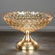 Golden Elegance: Gilded Crystal Glass Fruit Tray High-foot Serving Bowl