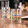 Contrast Color Stripe Glass Cups Painted Water Cup Whiskey Glass