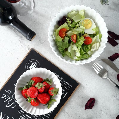 Pure White Flower Edge Ceramic Lace Dinnerware Set - Bowl and Soup Plate Pure White Flower Edge Ceramic Lace Dinnerware Set - Bowl and Soup Plate