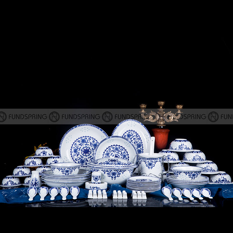 Star Of Exquisite Ceramic Utensil Blue And White Dinnerware Set 60 Pcs