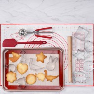 Baking Tool Set DIY Cookie Mould Bakeware Mat Pad Rolling Pin Scraper Baking Tool Set DIY Cookie Mould Bakeware Mat Pad Rolling Pin Scraper