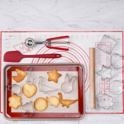 Baking Tool Set DIY Cookie Mould Bakeware Mat Pad Rolling Pin Scraper Baking Tool Set DIY Cookie Mould Bakeware Mat Pad Rolling Pin Scraper