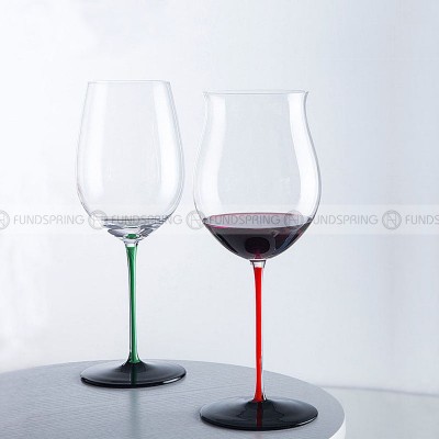 Bordeaux/Burgundy Stemware Goblet Glass With Colorful Cup Handle Bordeaux/Burgundy Stemware Goblet Glass With Colorful Cup Handle