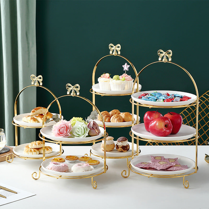Elegant Ceramic Afternoon Tea Snack Tray: Sophisticated Dessert Table Display Rack