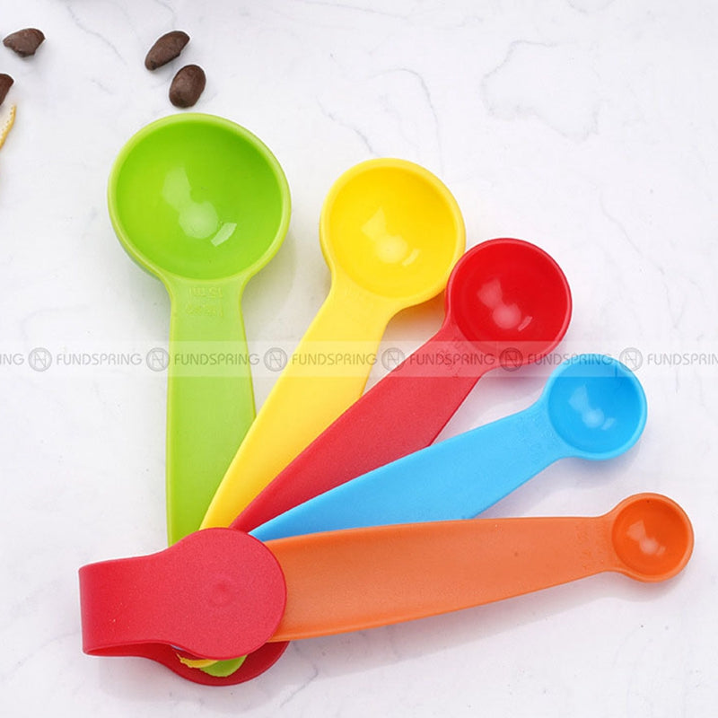 ColorSplash Culinary Measure Set: 5-Piece Multifunctional Plastic Measuring Spoons