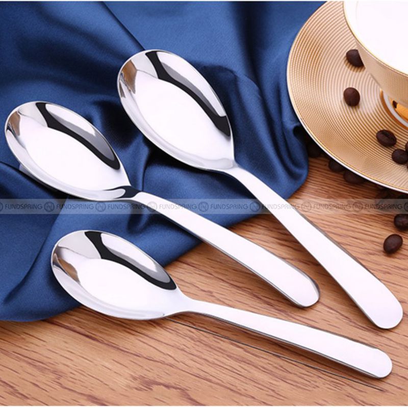 Flat Bottom Spoon Food Grade 304 Stainless Steel Spoon Soup Spoon