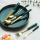 Modern Flatware Set Stainless Steel Gold Knife, Spoon, and Fork With Ceramic Handle