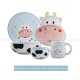 Cute Cartoon Ceramic Tableware Set of 5 Adorable Cow Dinnerware for Children