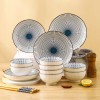 Artisanal Elegance: Vertical Pattern Underglaze Ceramic Dinnerware Set - 20 Pieces