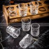 Carved Glass Tumbler Household Wine Glass Spirit Glass Set with Cup Rack