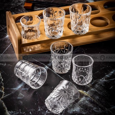 Carved Glass Tumbler Household Wine Glass Spirit Glass Set with Cup Rack Carved Glass Tumbler Household Wine Glass Spirit Glass Set with Cup Rack