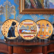 Egyptian Elegance: Set of 2 Bone China Dinner Plates for Home Decor and Display Egyptian Elegance: Set of 2 Bone China Dinner Plates for Home Decor and Display