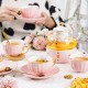 Pumpkin Teapot Set with Infuser and Warmer Ladies Pink Glass Bone China Tea Set - 10 Pcs