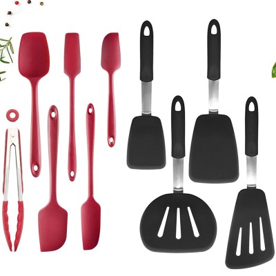 Versatile Silicone Kitchen Utensil Set: Scraper, Spatula, Tong, and Slotted Turner Versatile Silicone Kitchen Utensil Set: Scraper, Spatula, Tong, and Slotted Turner